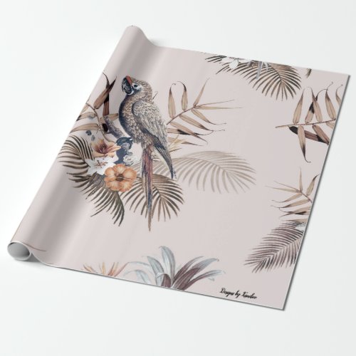 Light Pink Parrot Pattern Wrapping Paper