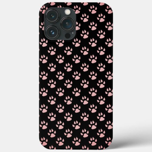 Light Pink Paws Pattern iPhone 13 Pro Max Case
