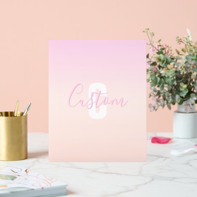 Light Pink & Peach Gradient Ombre Name & Monogram  Acrylic Sign (Wedding)