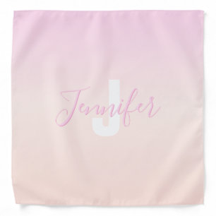 Light Pink & Peach Gradient Ombre Name & Monogram  Bandana