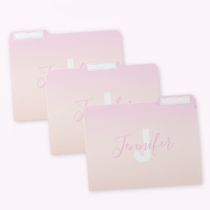 Light Pink & Peach Gradient Ombre Name & Monogram  File Folder