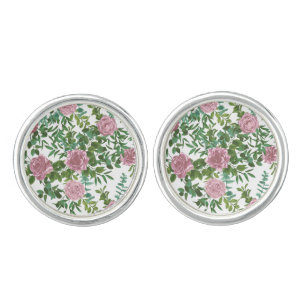 Light Pink Peony & Rose Floral Wedding Cufflinks