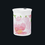 Light Pink Peony Watercolor Bouquet Beverage Pitcher<br><div class="desc">A delicate bouquet of loose light pink peonies,  hand-painted in soft watercolor strokes. This airy floral design brings a romantic,  feminine charm to any product.</div>