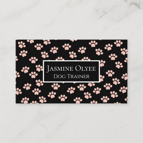 Light Pink Pet Paw Pattern in Black Business Card
