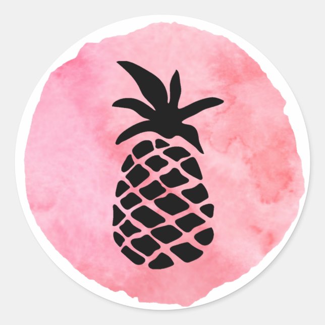 Light Pink Pineapple Classic Round Sticker (Front)