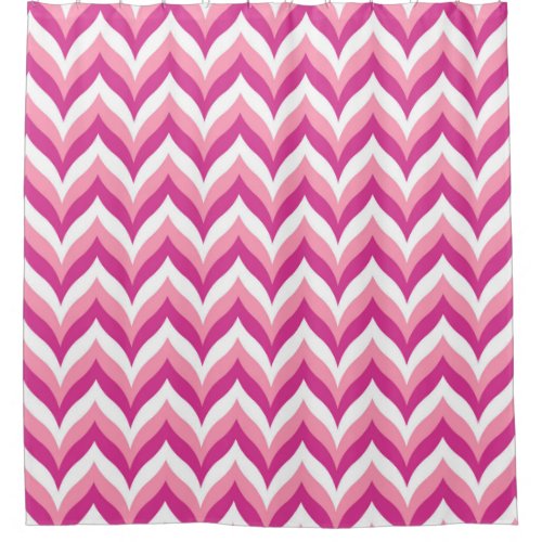 Light Pink Pink And White Chevron Shower Curtain