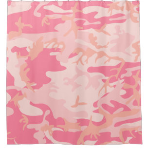 Light Pink, Pink, Peach Camo Camouflage Shower Curtain