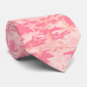 Light Pink, Pink, Peach Camouflage Neck Tie
