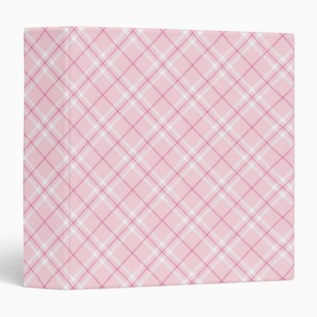 Light Pink Plaid 3 Ring Binder (Front/Spine)