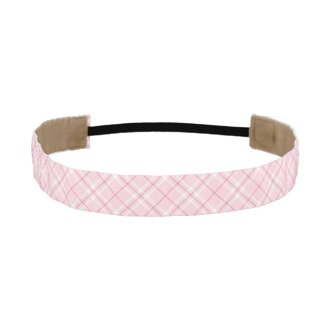Light Pink Plaid Athletic Headband (Front)