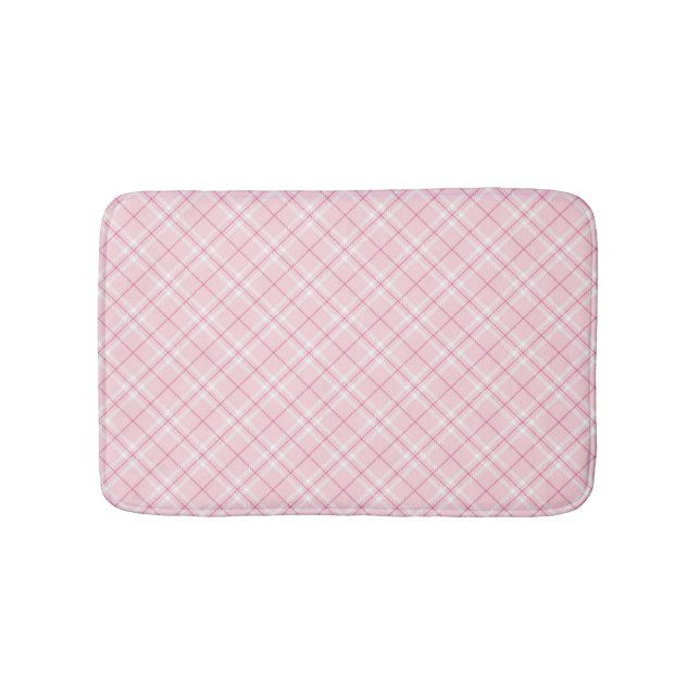 Light Pink Plaid Bathroom Mat (Front)