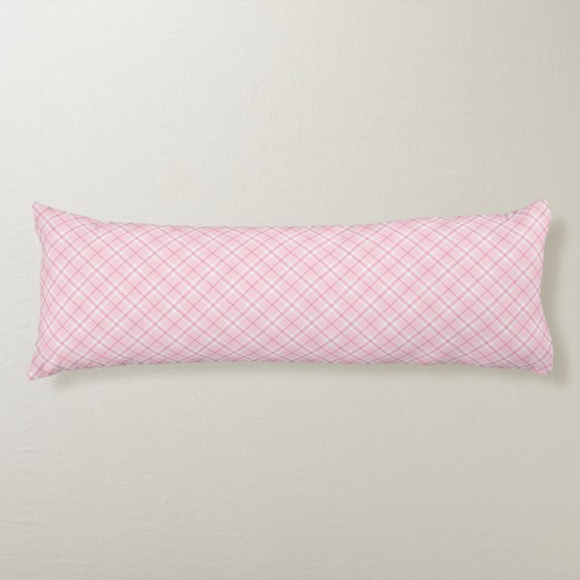 Light Pink Plaid Body Pillow (Front)
