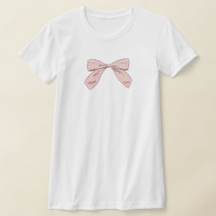 Light Pink Plaid Bow Elegant Baby Shower Mom T-Shirt
