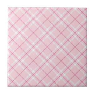 Light Pink Plaid Ceramic Tile