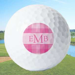 Light Pink Plaid Custom Monogram Initials Ladies Golf Balls