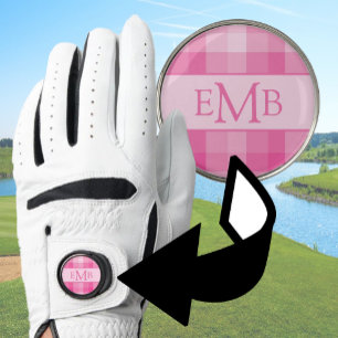 Light Pink Plaid Custom Monogram Initials Ladies Golf Glove