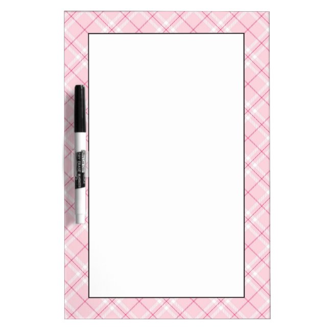 Light Pink Plaid Dry-Erase Board (Front)