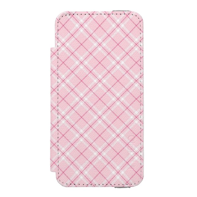 Light Pink Plaid Incipio iPhone Wallet Case (Folio Front)