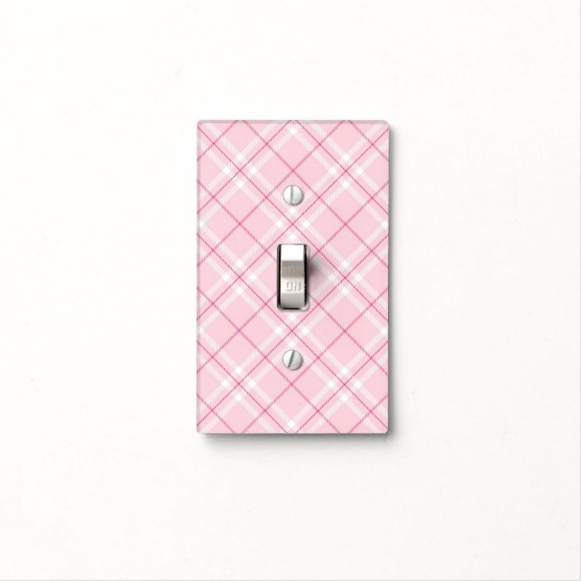 Light Pink Plaid Light Switch Cover (In Situ)