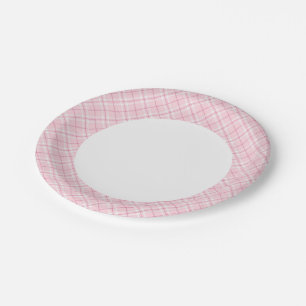 Light Pink Plaid Paper Plates