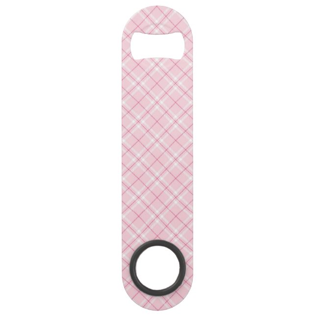 Light Pink Plaid Speed Bottle Opener (Front)