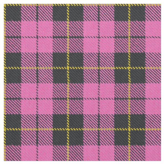 Light pink plaid yellow/gold/black stripe fabric (Close Up)