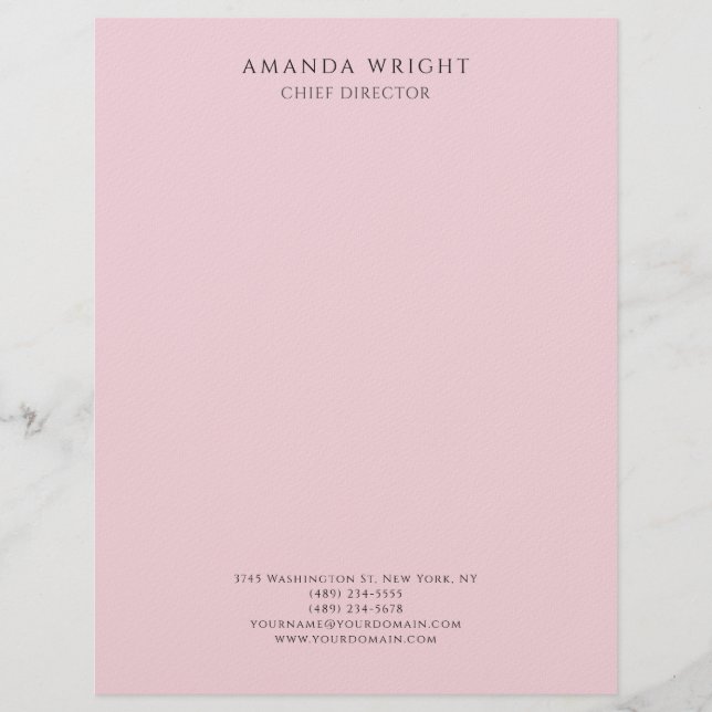 Light Pink Plain Attractive Stylish Business Letterhead (Front)