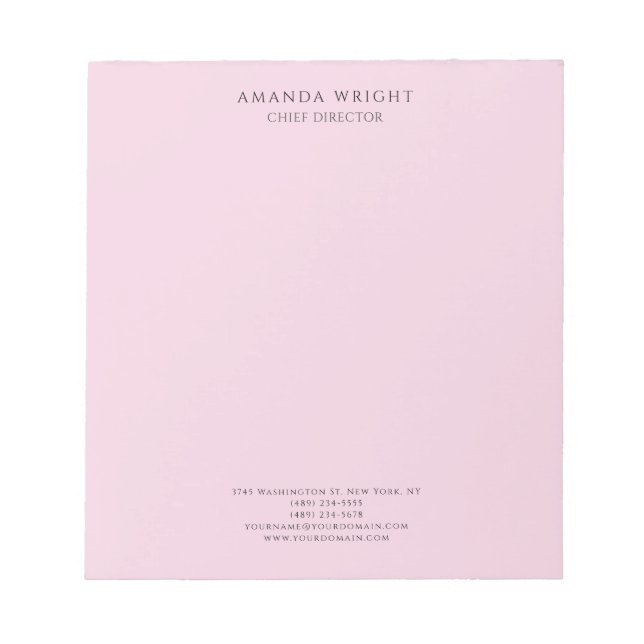 Light Pink Plain Attractive Stylish Business Notepad (Front)