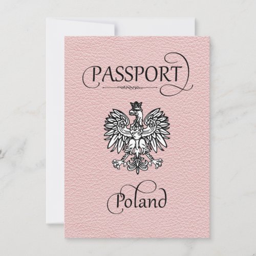 Light Pink Poland Passport Save the Date Card