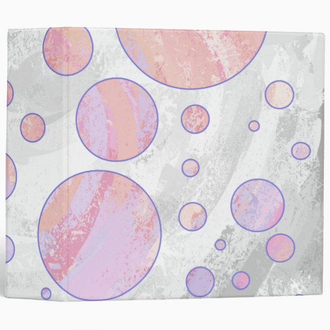 Light Pink Polka Dot Pattern 3 Ring Binder (Front/Spine)