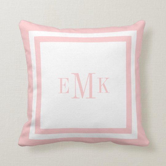 Light Pink Preppy Ribbon Dots Custom Monogram Throw Pillow