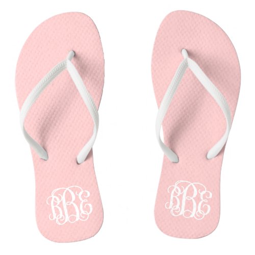 Light Pink Preppy Script Monogram Flip Flops