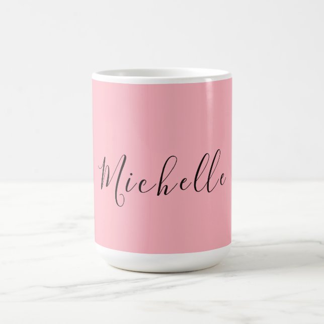 Light Pink Professional Unique Classic Handwriting Coffee Mug (Center)