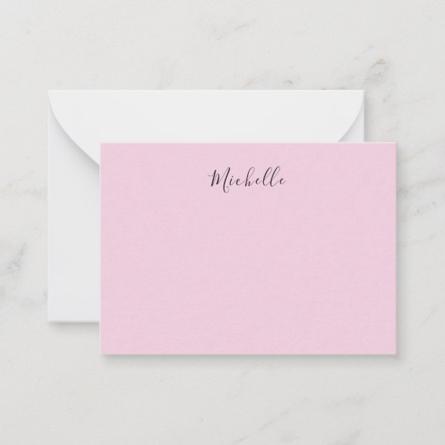 Light Pink Professional Unique Classic Handwriting Note Card (Front)