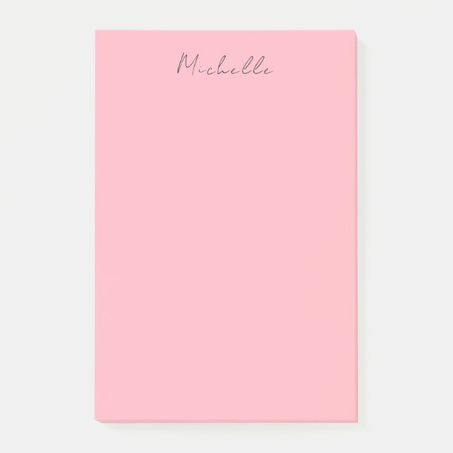 Light Pink Professional Unique Classic Handwriting Post-it Notes (Front)