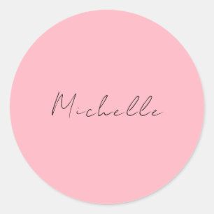 Light Pink Professional Unique Classic Handwriting Round Sticker