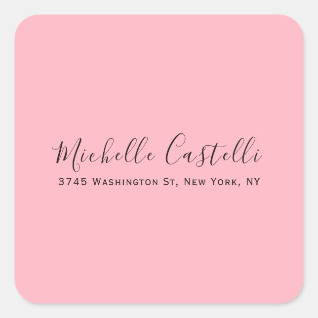 Light Pink Professional Unique Classic Handwriting Square Sticker (Front)