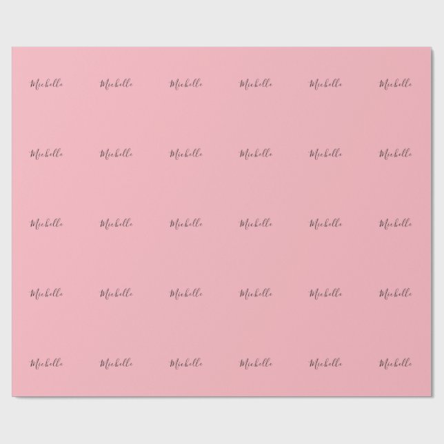 Light Pink Professional Unique Classic Handwriting Wrapping Paper (Flat)