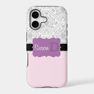 Light Pink Purple monogrammed damask iPhone 5 case
