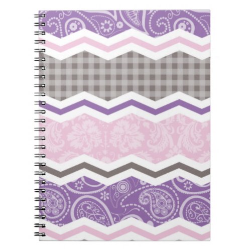 Light Pink Purple  Taupe Country Patterns Notebook