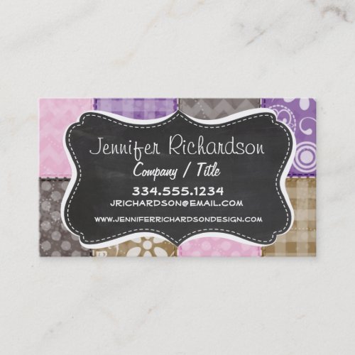Light Pink Purple  Taupe Quilted Look Business Card