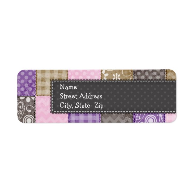 Light Pink, Purple, & Taupe Quilted Look Label (Front)