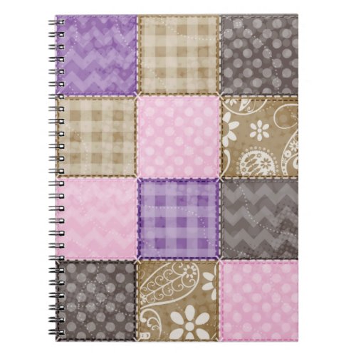 Light Pink Purple  Taupe Quilted Look Notebook