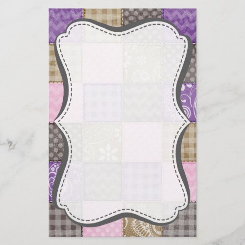 Light Pink Purple  Taupe Quilted Look Stationery