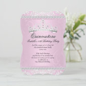 Light Pink Quinceanera 15th Birthday Party Tiara Invitation (Standing Front)
