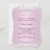Light Pink Quinceanera 15th Birthday Party Tiara Invitation (Back)