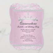 Light Pink Quinceanera 15th Birthday Party Tiara Invitation (Front/Back)