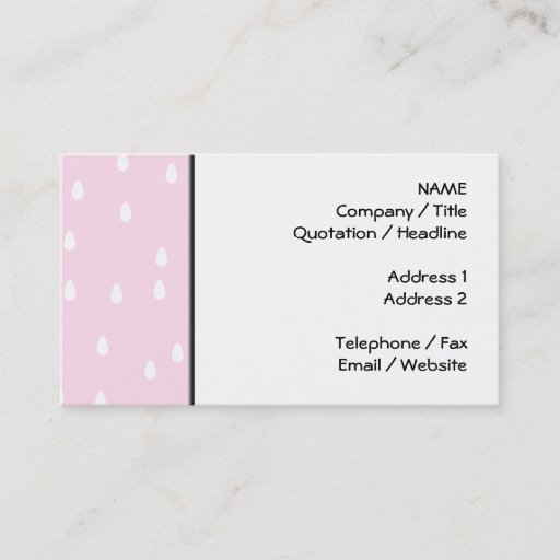 Customizable Light pink rain pattern. White and pink. Business Card Templates