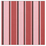 [ Thumbnail: Light Pink, Red & Black Colored Stripes Fabric ]