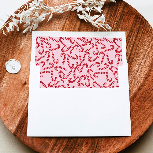 Light Pink  Red Candy Cane Pattern Christmas Envelope Liner